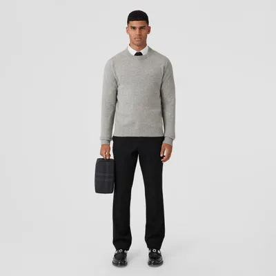 Monogram Motif Cashmere Sweater Light Grey Melange - Men | Burberry® Official