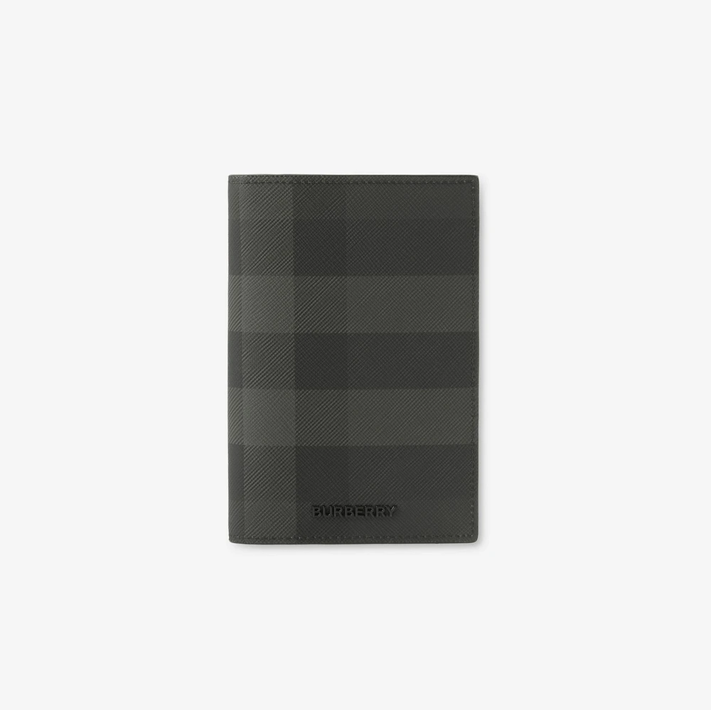 Check Passport Holder in Charcoal - Men, Canvas | Burberry® Official