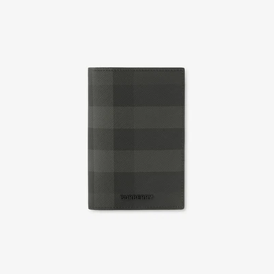 Check Passport Holder in Charcoal - Men | Burberry® Official