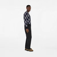 Check Wool Blend Cardigan in Ink blue - Men | Burberry® Official