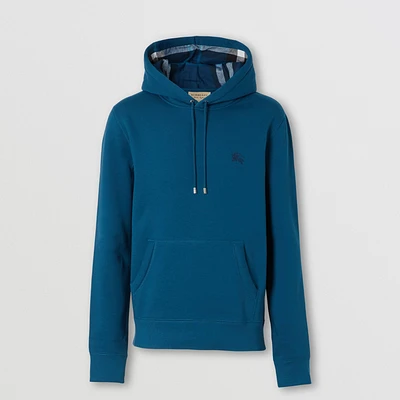 Embroidered EKD Cotton Blend Hoodie in Mineral blue - Men | Burberry® Official
