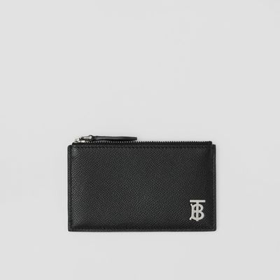 Grainy Leather TB Zip Card Case in Black - Men | Burberry® Official