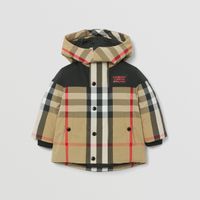 Detachable Hood Check Nylon Jacket Archive Beige - Children | Burberry® Official