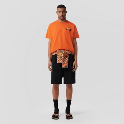 Logo Appliqué Cotton Oversized T-shirt Bright Orange - Men | Burberry® Official