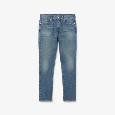 Stretch Japanese Denim Slim Fit Jeans in Vintage denim - Men | Burberry® Official