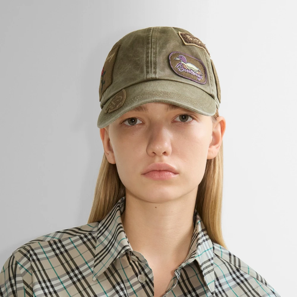Badge Cotton Baseball Cap in Khaki - Men | Burberry® Official