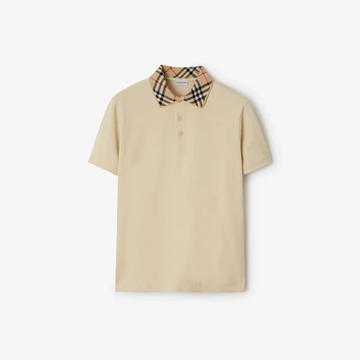 Check Collar Cotton Polo Shirt in Nutmeg - Men | Burberry® Official