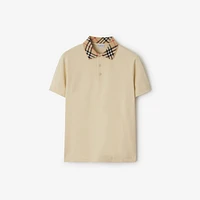 Check Collar Cotton Polo Shirt in Nutmeg - Men | Burberry® Official