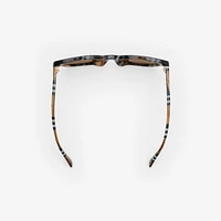 Tubular Check Round Sunglasses in Light sand - Women | Burberry® Official