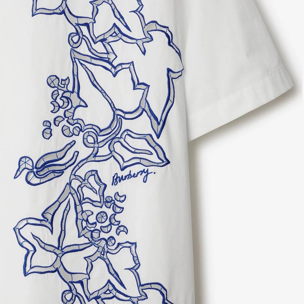 Ivy Cotton Blend Shirt in Chalk - Men | Burberry® Official