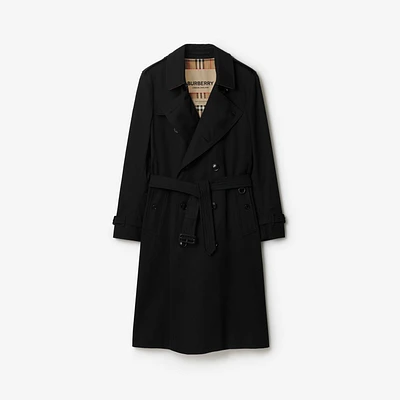 Long Kensington Heritage Trench Coat in Black - Men, Cotton Gabardine | Burberry® Official