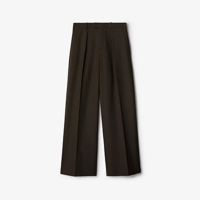 Herringbone Wool Tailored Trousers in Brown/black - Men | Burberry® Official