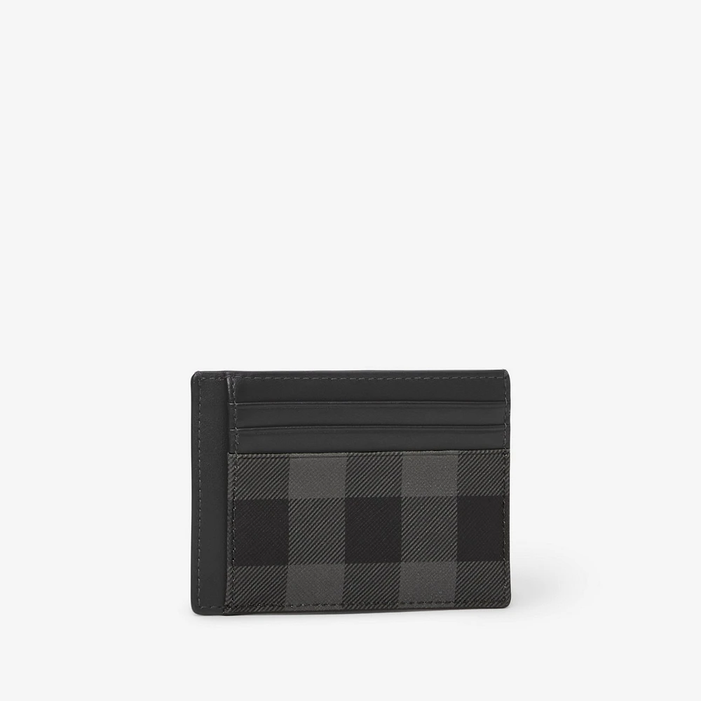 Check Money Clip Card Case in Charcoal grey - Men, Canvas | Burberry® Official