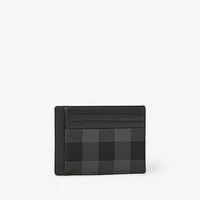 Check Money Clip Card Case in Charcoal grey - Men, Canvas | Burberry® Official
