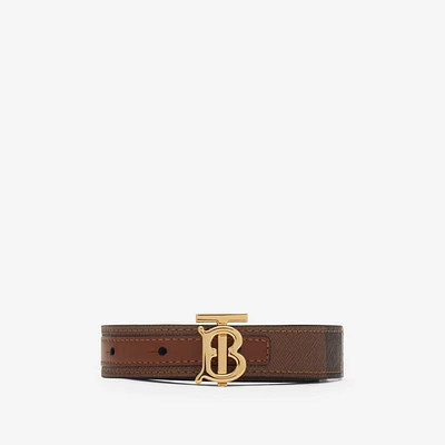 Check and Leather Reversible TB Belt in Dark birch brown - Women | Burberry® Official