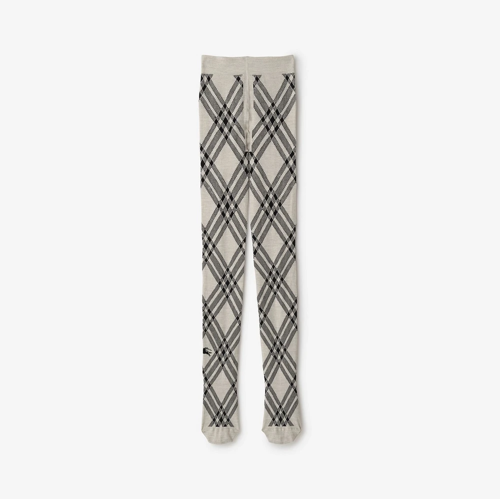 Check Wool Blend Tights in Plaster/black | Burberry® Official