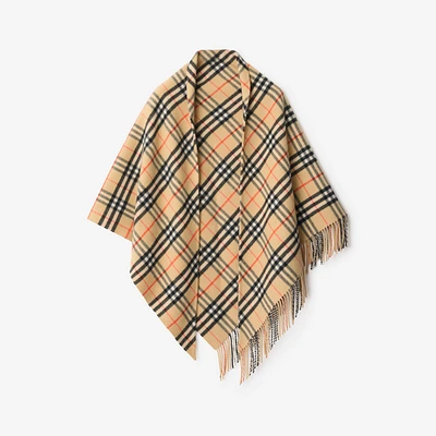 Check Wool Cashmere Cape in Sand | Burberry® Official