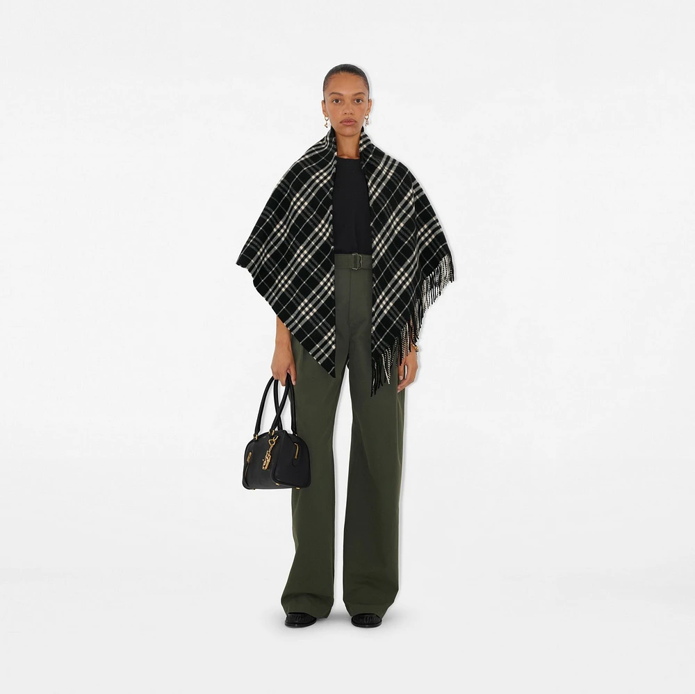 Check Wool Cashmere Cape in Black/calico | Burberry® Official