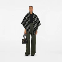 Check Wool Cashmere Cape in Black/calico | Burberry® Official