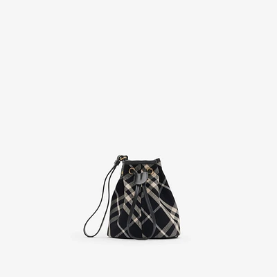 Check Drawstring Pouch​ in Black/calico - Women | Burberry® Official