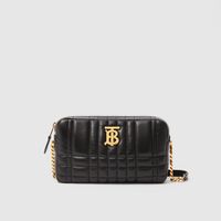 Quilted Leather Small Lola Camera Bag in Black