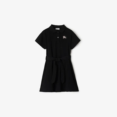 Cotton Polo Shirt Dress in Black | Burberry® Official
