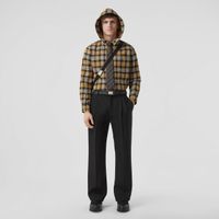 Check Cotton Flannel Hooded Shirt Beige - Men | Burberry® Official