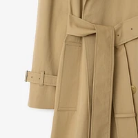 Long Detachable Collar Gabardine Trench Coat in Flax - Women, Cotton | Burberry® Official