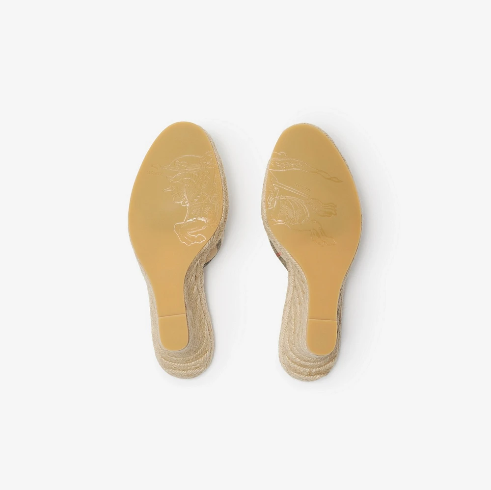 Check Mews Espadrille Mules​ in Sand - Women, Linen | Burberry® Official