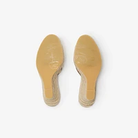 Check Mews Espadrille Mules​ in Sand - Women, Linen | Burberry® Official
