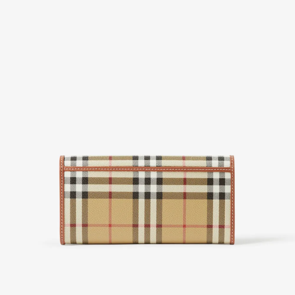 Check and Leather Continental Wallet in Archive Beige - Women | Burberry®  Official