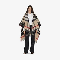 Reversible EKD Check Wool Cape in Archive beige | Burberry® Official