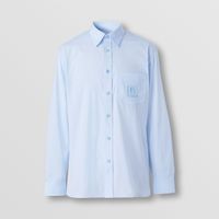 Letter Graphic Technical Cotton Shirt Pale Blue - Men | Burberry® Official