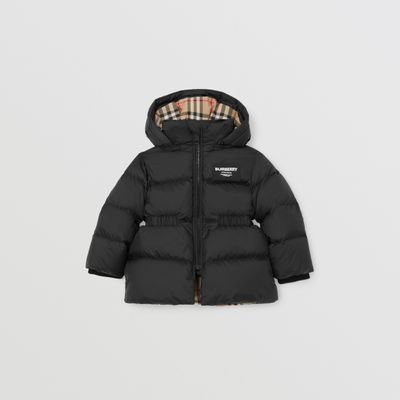 Detachable Hood Horseferry Appliqué Puffer Coat Black - Children | Burberry® Official
