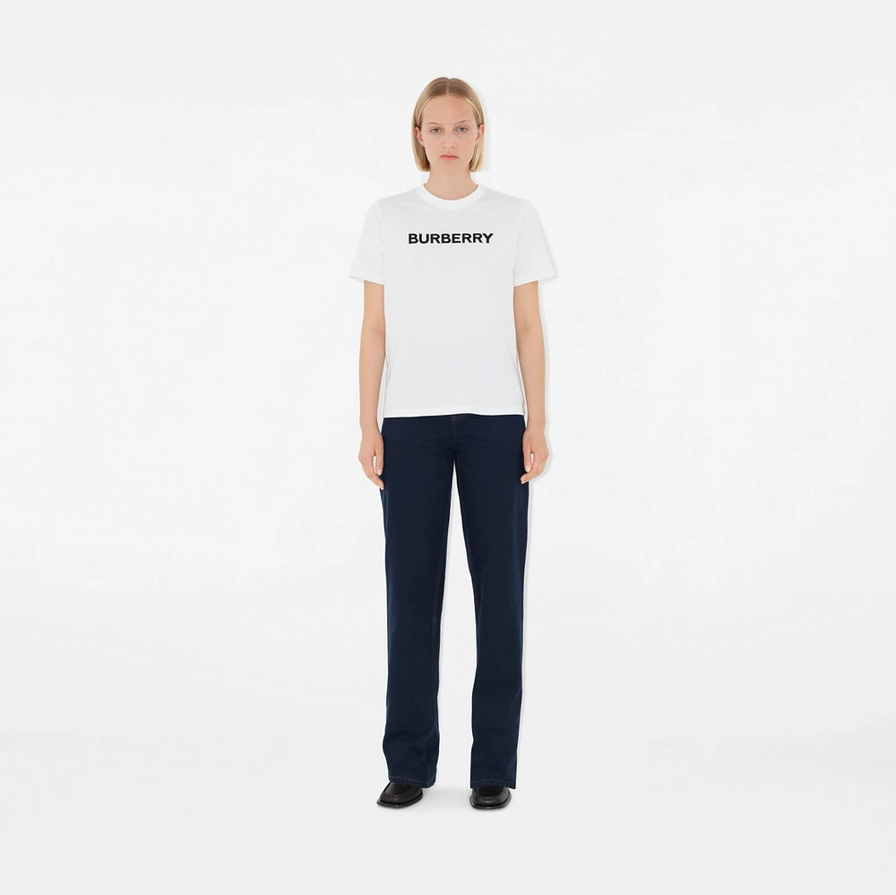 Logo Cotton T-shirt in White - Women | Burberry® Official