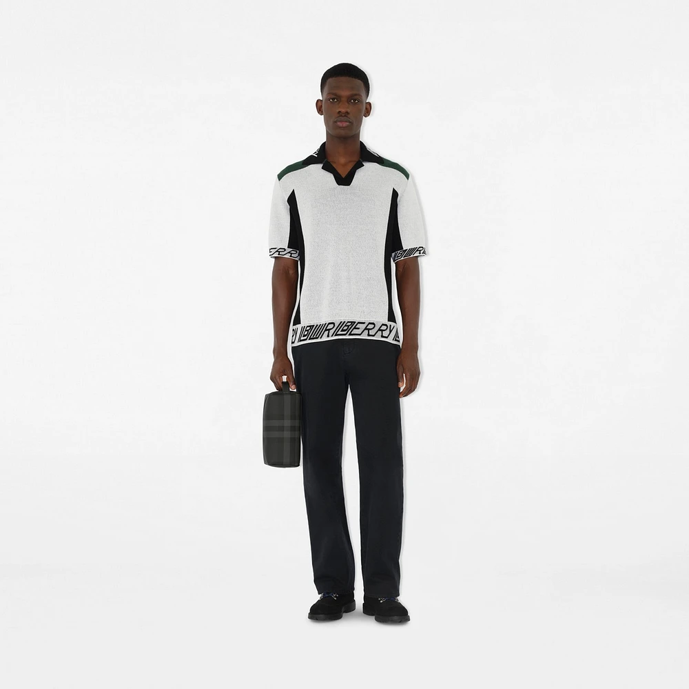 Check and Leather Travel Pouch in Charcoal - Men, Canvas | Burberry® Official