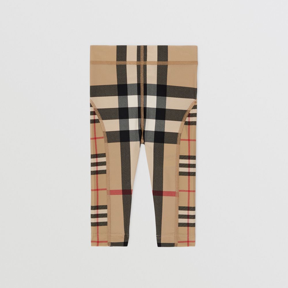Contrast Check Stretch Nylon Leggings Archive Beige - Children | Burberry® Official