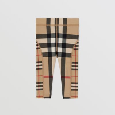 Contrast Check Stretch Nylon Leggings Archive Beige - Children | Burberry® Official