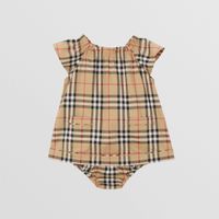 Vintage Check Stretch Cotton Dress with Bloomers Archive Beige - Children | Burberry® Official