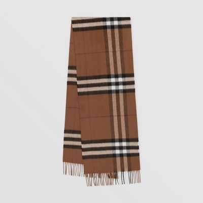 The Classic Check Cashmere Scarf in Birch Brown | Burberry® Official