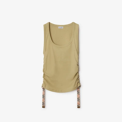 Festival Cotton Blend Tank Top in Hemlock - Women | Burberry® Official