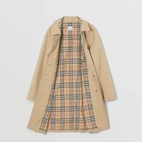 Mid-length Lightweight Camden Car Coat in Honey - Women, Cotton Gabardine | Burberry® Official