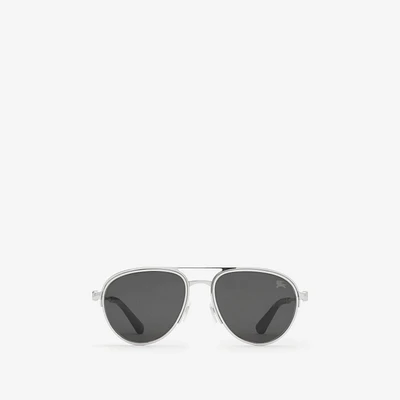 Shield Aviator Sunglasses in Silver | Burberry® Official