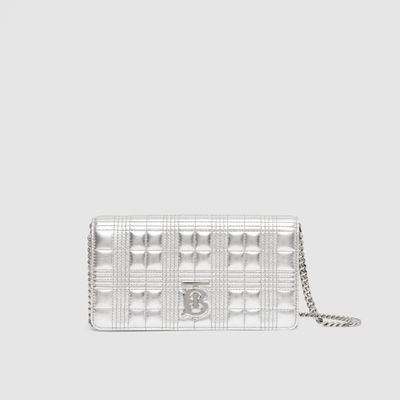 Quilted Leather Lola Wallet with Detachable Strap in Silver - Women | Burberry® Official