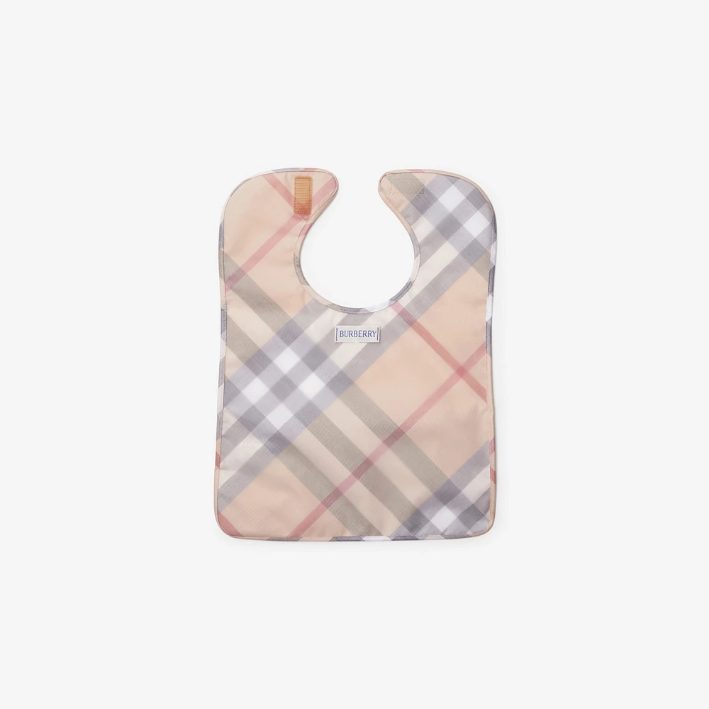 Check Cotton Bib in Pale stone - Children | Burberry® Official