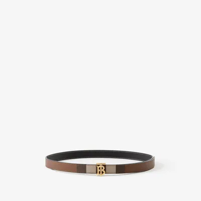 Check and Leather Reversible TB Belt in Dark Birch Brown - Women | Burberry® Official