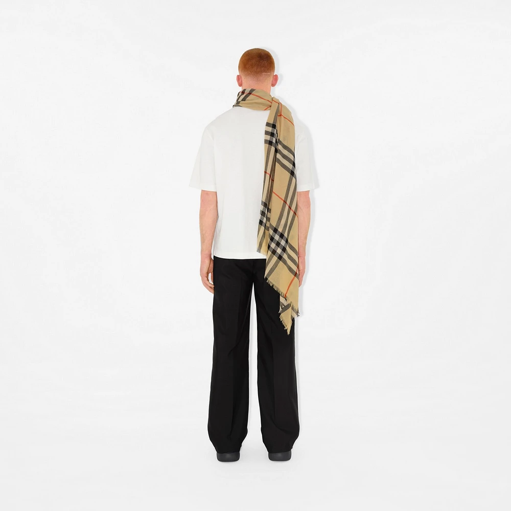 Check Wool Scarf in Sand | Burberry® Official