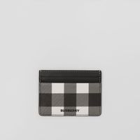 Exaggerated Check and Leather Card Case in Dark Birch Brown - Men | Burberry® Official