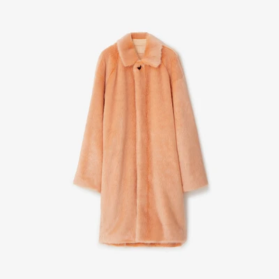 Long Faux Fur Car Coat in Peach - Women | Burberry® Official