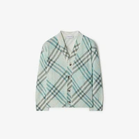Check Linen Blend Cardigan in Breeze | Burberry® Official